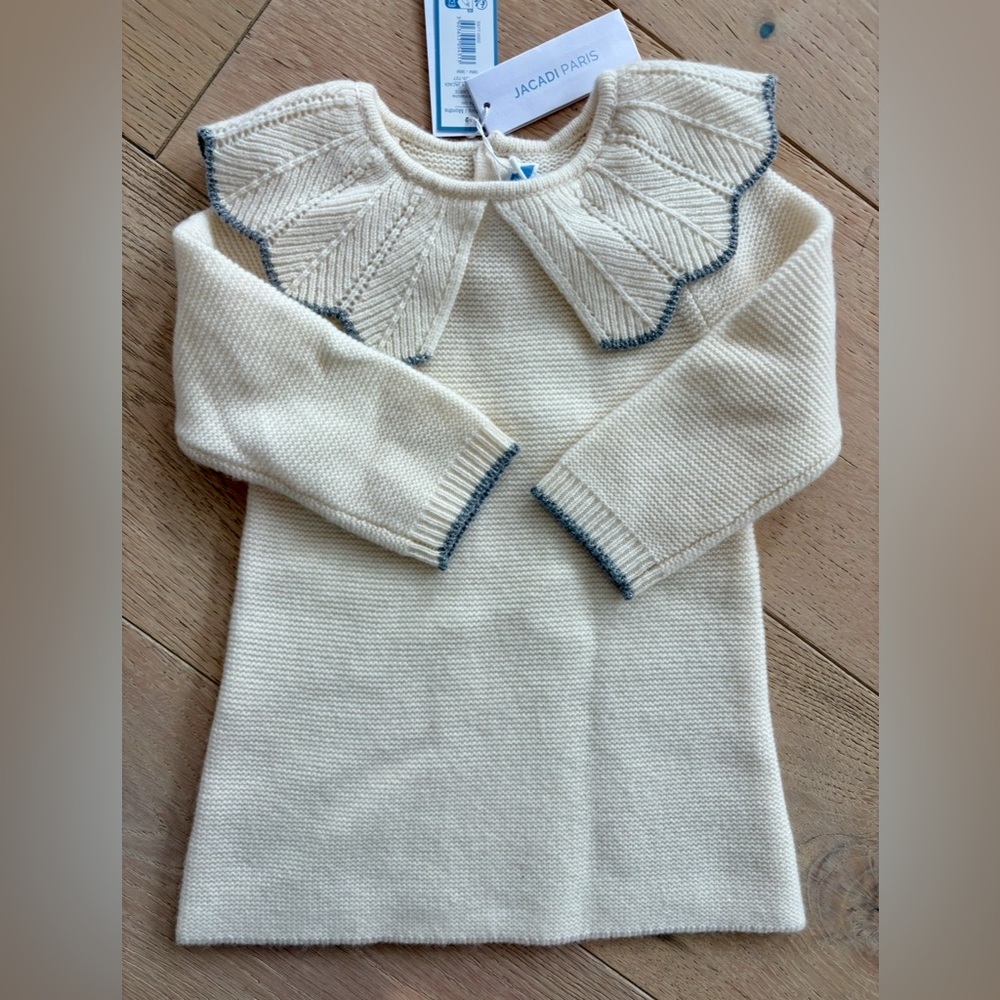 Jacadi Cream Knit Baby Dress